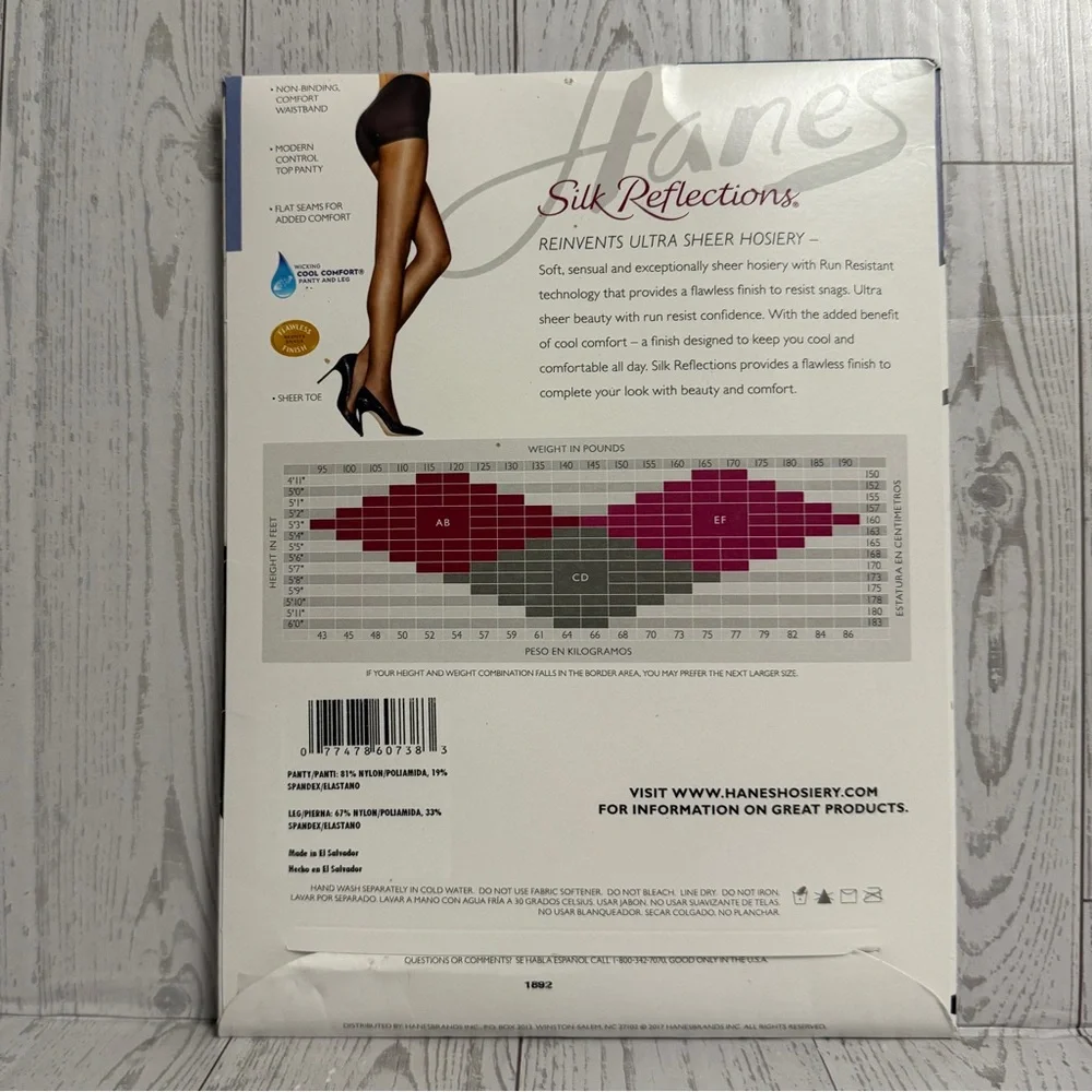 Hanes Silk Reflections Ultra Sheer Pantyhose Control Top Natural Beige Size EF‎